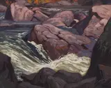 Rapids on the Madawaska - at Palmer Rapids, circa 1975 by A. J. Casson, circa 1975, oil on board, sold May 2026
