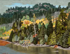 Sooke Harbour Landscape, 1951 by E. J. Hughes, 1951, oil on canvas, sold May 2026