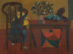 Tree Flowers and Mouth Organ Music by Robert Gwathmey, oil on canvas, sold May 2026