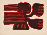 Beast on a Red Field by Wopko Jensma, 1972, woodcut, sold Mar 2023