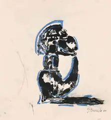 Abstract Sculptural Object by Jaco Benade, ink and pastel on paper, sold Mar 2023