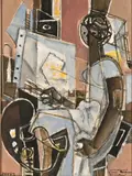 Portrait of an Artist by Georges Dayes, watercolour and gouache on board, sold Mar 2023