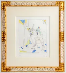 Untitled by Saul Steinberg, circa 1995, etching in colors, sold Dec 2023