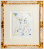 Untitled by Saul Steinberg, circa 1995, etching in colors, sold Dec 2023