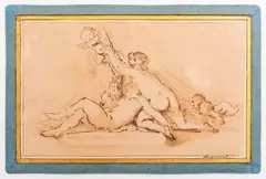 Attributed by Jean-Honoré Fragonard, Ink Wash Drawing on Paper, sold Jan 2024