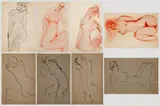 Eight Nude Woman Studies by Norman Carton, ink on paper, sold Jan 2024