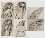 Six Nude Woman Studies by Norman Carton, ink on paper, sold Jan 2024
