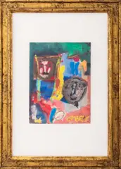 Untitled Abstract Faces by Norris Embry, 1966, Mixed Media on Paper, sold Jan 2024