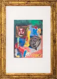 Untitled Abstract Faces by Norris Embry, 1966, Mixed Media on Paper, sold Jan 2024