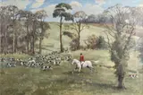 A hunting scene - Oil by Eleanor Barbara Georgina Shiffner, 1962, Oil on canvas, sold Oct 2025
