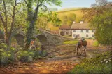 The ford in summer - Oil by Maunie Bishop, Oil on canvas -60 x, sold Oct 2025