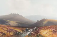 A Moorland View - Gouache - 49 by Reginald Daniel Sherrin, Gouache, sold Oct 2025
