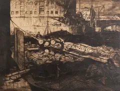 Loading Barges by Frank Brangwyn, Etching -43 x, sold Oct 2025