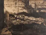 Loading Barges by Frank Brangwyn, Etching -43 x, sold Oct 2025