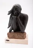 A patinated metal bust of a maiden by Andres Peralta, sculpture, offered Oct 2025