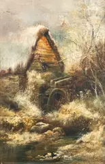 Chagford Mill - Oil by William Widgery, Oil on canvas -45 x, sold Jul 2025