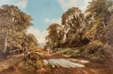A horse drawn wagon approaching the ford by John Syer, 1881, Oil on canvas, sold Jul 2025