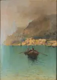 The Amalfi Coast - Oil by Salvatore Petruolo, Oil on canvas -56 x, sold Jul 2025