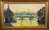 View with the Bristol Bridge by Barrington Tabb, Oil on canvas -, sold Jul 2025