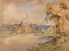 A collection of landscapes of a ruined castle by John Steeple, 1854, watercolor, offered Jul 2025