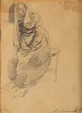 Study of a seated woman - Pencil - 11 by John Linnell, Pencil, sold Jul 2025