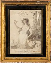 A lady with flowers by Daniel Orme, Engraving -27 x, sold Jul 2025