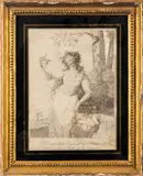 A lady with flowers by Daniel Orme, Engraving -27 x, sold Jul 2025