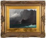 A high coastal cliff with gulls by James H.C. Millar, oil on panel, sold Jun 2025