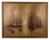 Sailing ships at anchor - Oil by Barry Hilton, Oil on canvas, offered Jun 2025