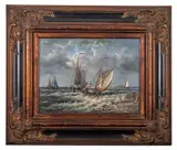 Dutch barges - A pair of oils by Brian Murray, oil, offered Jun 2025