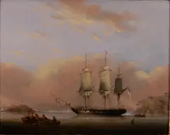 A Royal Navy Frigate of the White Squadron, Plymouth by Nicholas Condy, Oil on board, sold Jun 2025