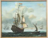 Shipping at sea by Johnny Gaston, oil, offered Jun 2025