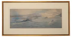 Ship of the Line by Norman Wilkinson, 1917, Watercolour -24 x, sold Jun 2025