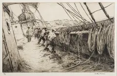 Making Sail by Arthur Briscoe, engraving, sold Jun 2025