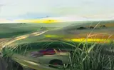 Deserted Ridgeway - Oil on paper - 35 by Beryl C Maile, 1983, Oil on paper, sold Apr 2025