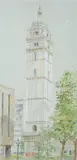 The Queen's Tower by Charlotte Halliday, Pencil and watercolour -43 x, sold Apr 2025