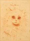 May Howes - Red chalk on brown paper - 21 by Louis Wain, drawing, sold Apr 2025