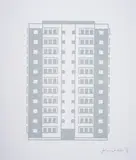 Apartment 2 by Julian Opie, Woodcut printed in grey-blue, offered Dec 2023