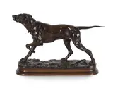 An animalier bronze of a hunting dog, french, late 19th century by Jules Moigniez, BRONZE, sold Nov 2023