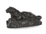 A barbedienne animalier bronze of a recumbent panther by Antoine-Louis Barye, BRONZE, sold Nov 2023