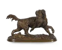An animalier bronze of a game dog and pheasant by Christopher Fratin, BRONZE, sold Nov 2023