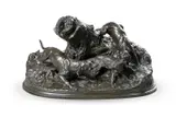 A rare animalier bronze 'chasse au renard', french, mid 19th century by Pierre-Jules Mêne, BRONZE, sold Nov 2023
