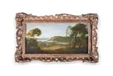 An extensive river landscape with travellers on a path by Hendrik Frans van Lint, Oil on canvas, sold Nov 2023