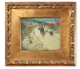 Peasant woman and child by Tito Pellicciotti, Oil on panel, sold Nov 2023