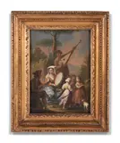 Figures dancing and playing music in the countryside by Pietro Fabris, Oil on canvas, sold Nov 2023