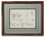 Studies of charachter heads by Francesco Algarotti, Pen, ink, and wash, offered Nov 2023