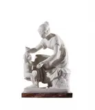 A white marble group of a woman playing with a child by Joseph Gott, sculpture, sold Nov 2023