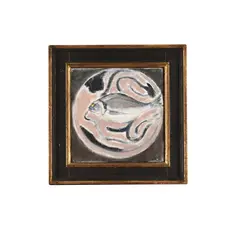 Fish on a plate by Caroline Conran, Oil on canvas, sold Nov 2023