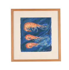 Crevettes roses by Caroline Conran, Watercolour, pastel and ink, sold Nov 2023