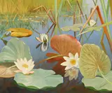 Waterlilies by Dirk Smorenberg, Oil on canvas, sold Oct 2023